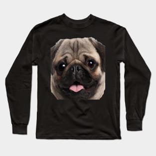 Funny Cute Pug Dog Illustration Gift Idea For Family Long Sleeve T-Shirt